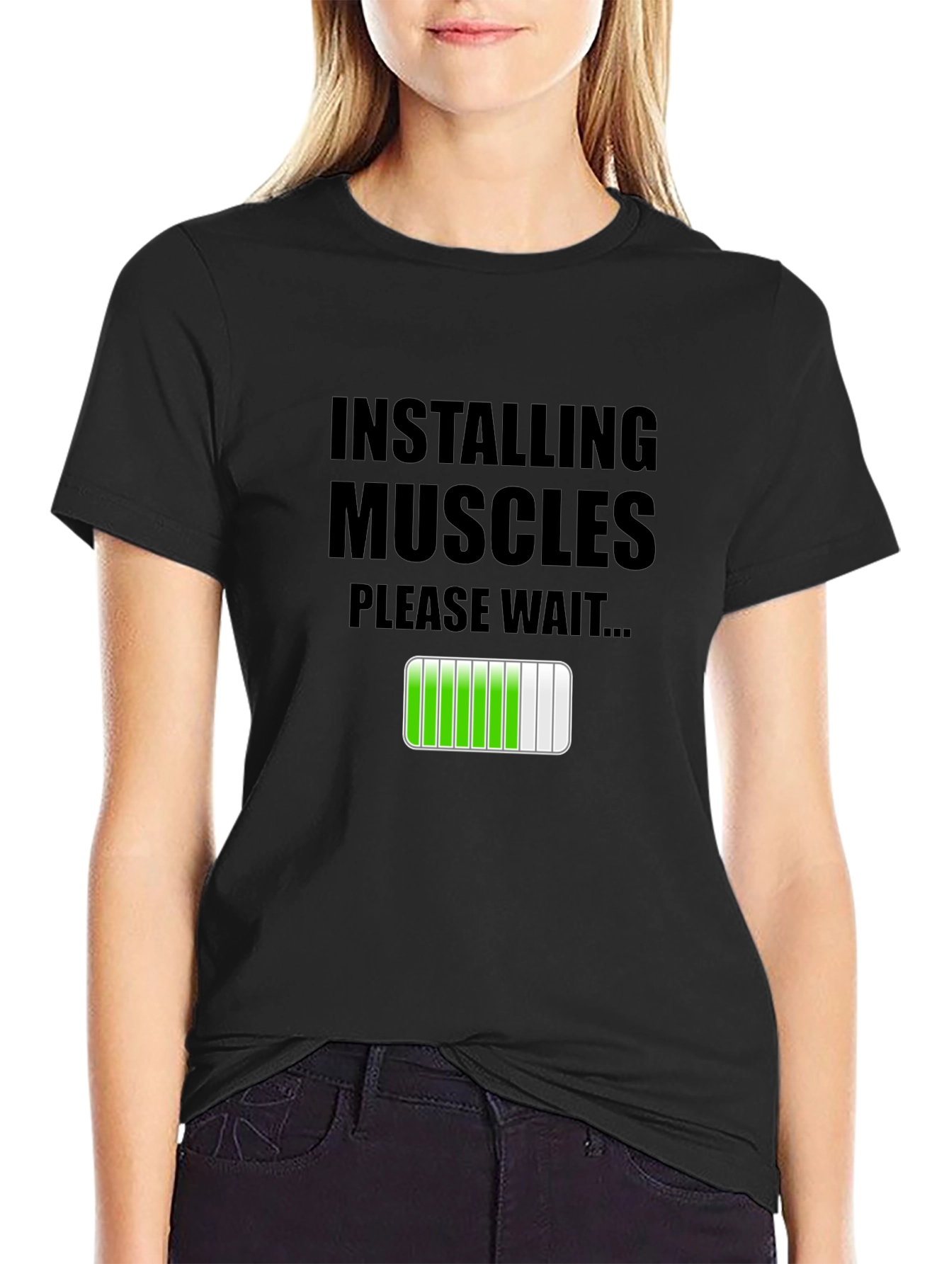 Installing Muscles Graphic T-Shirt - Workout Humor Tee