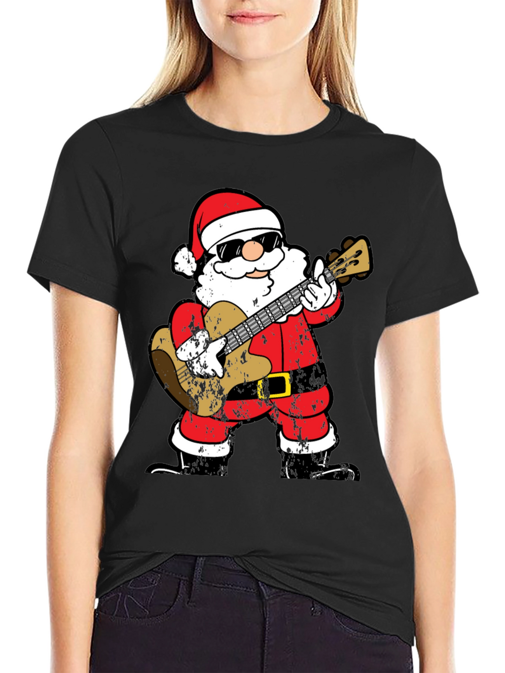 Rockin Santa T-Shirt - Christmas Guitar Player