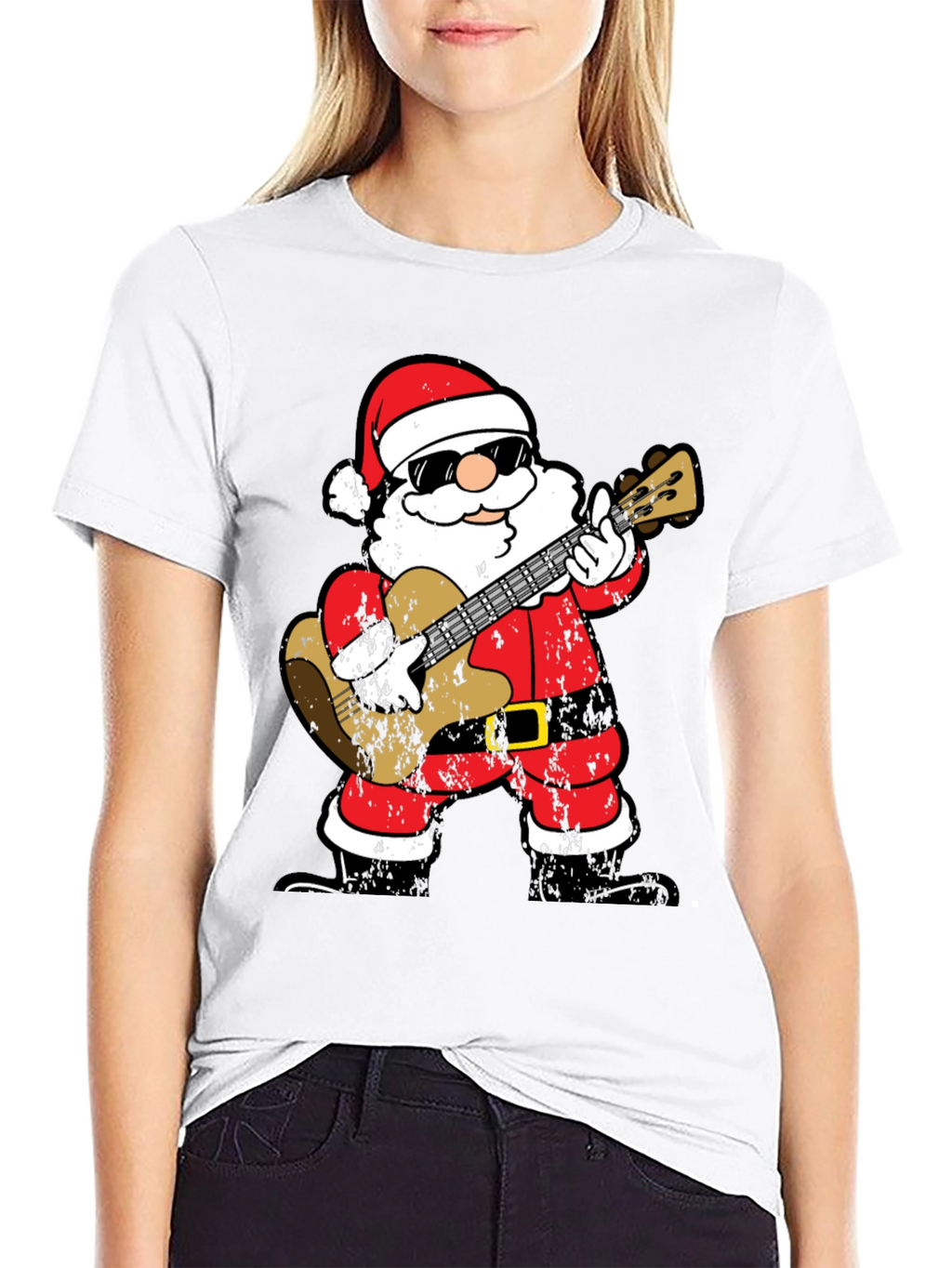 Rockin Santa T-Shirt - Christmas Guitar Player