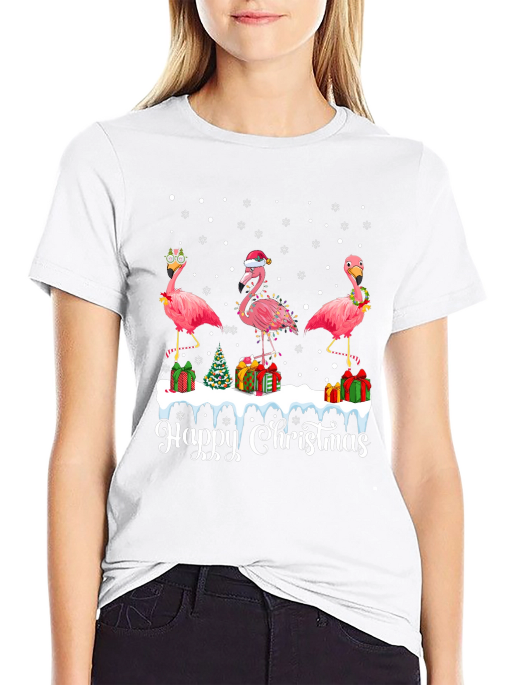 Festive Flamingo Christmas T-Shirt