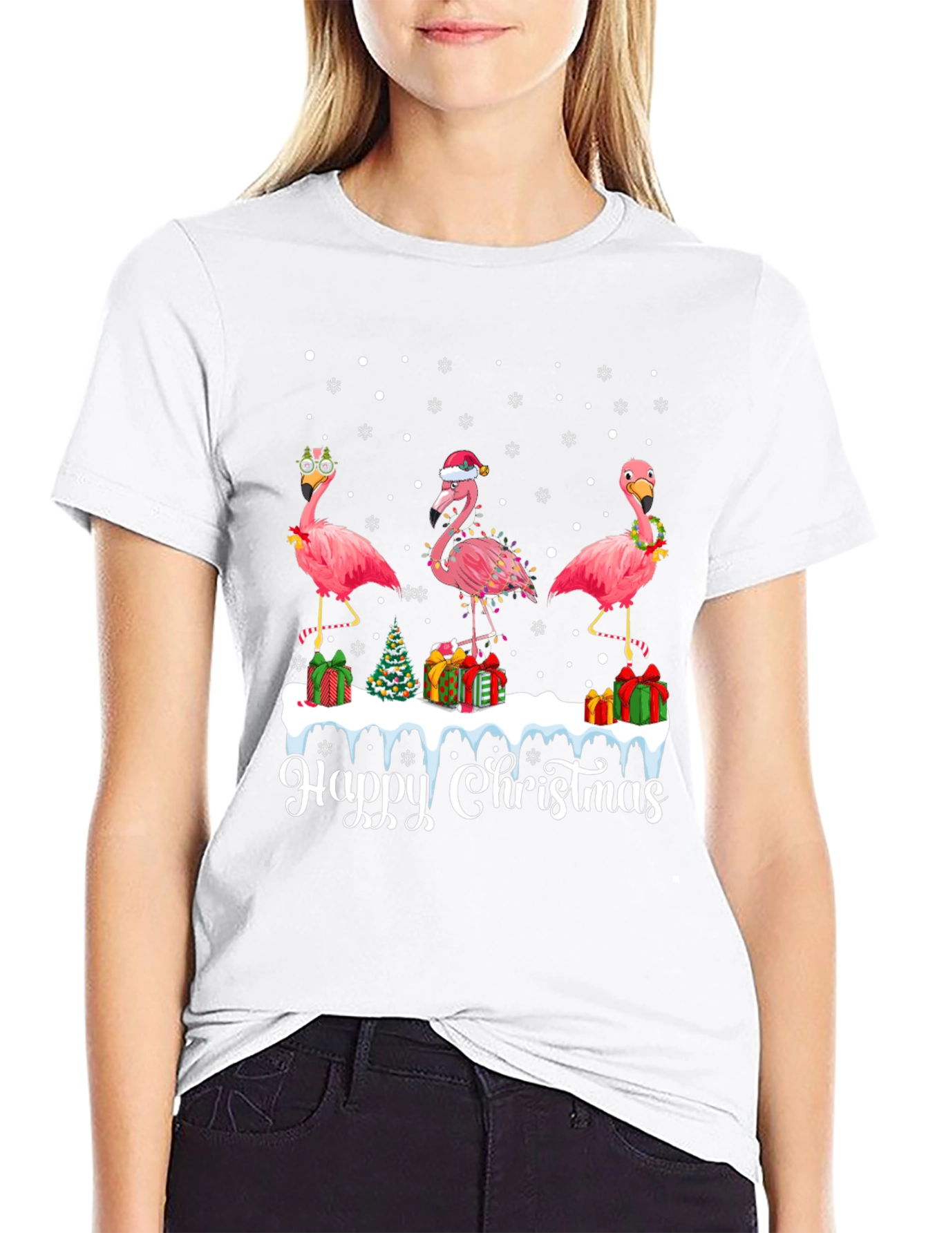 Festive Flamingo Christmas T-Shirt