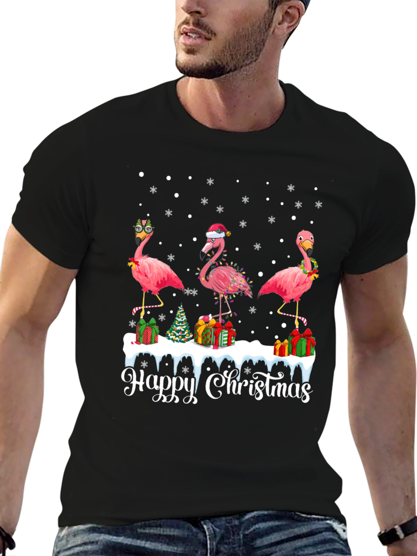 Festive Flamingo Christmas T-Shirt
