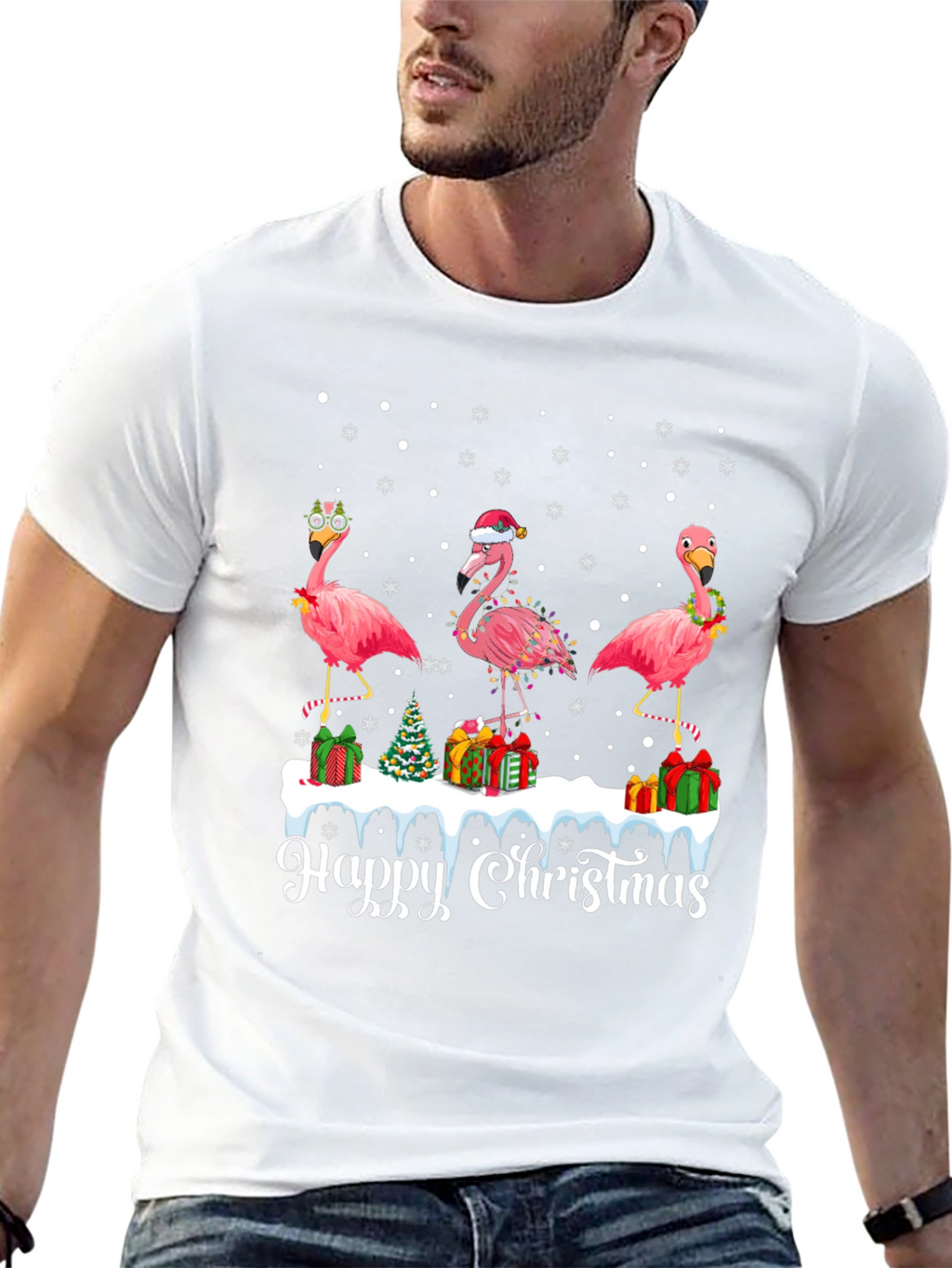 Festive Flamingo Christmas T-Shirt