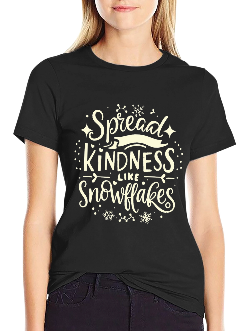 Spread Kindness Like Snowflakes Black T-Shirt