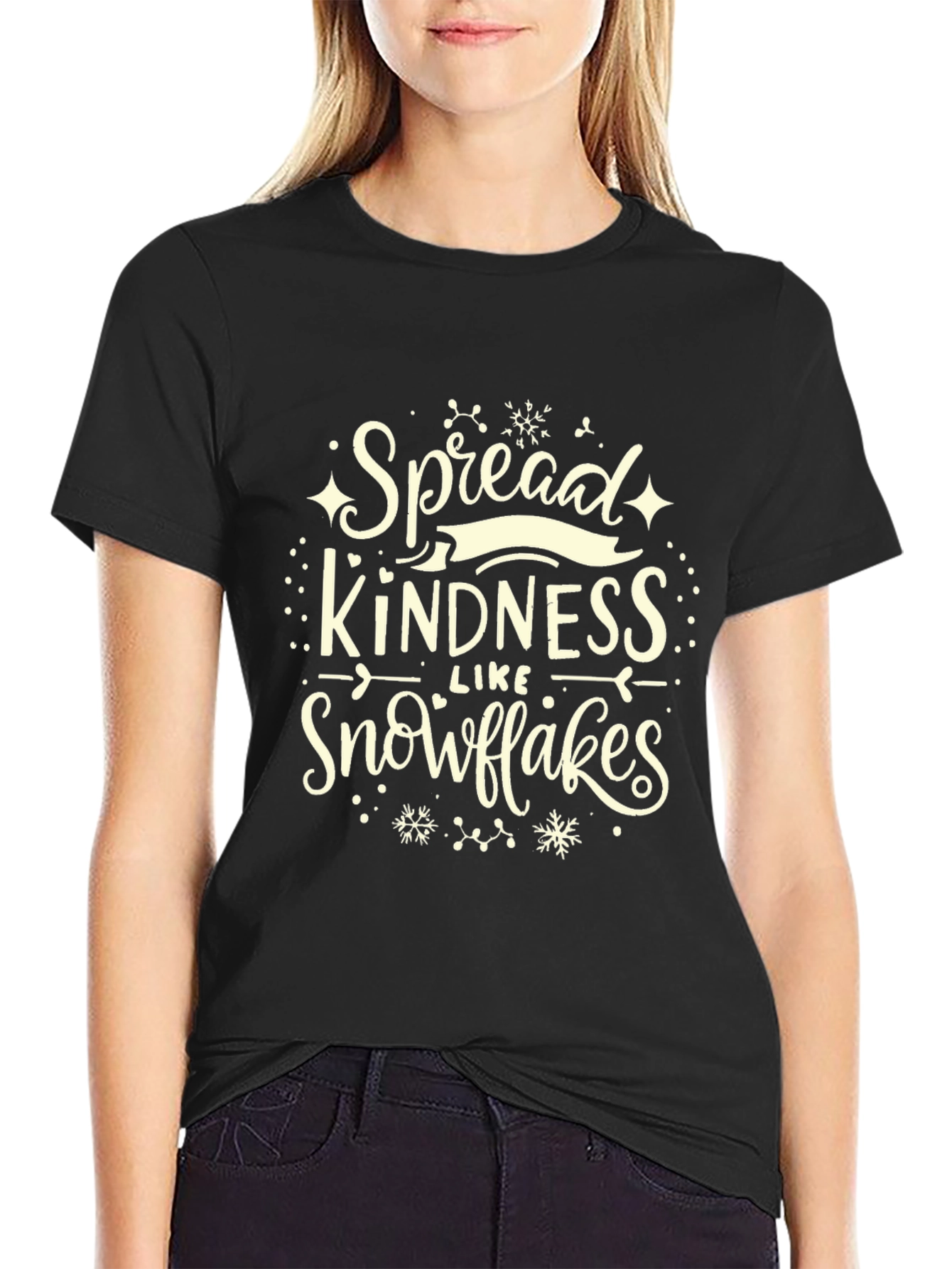 Spread Kindness Like Snowflakes Black T-Shirt