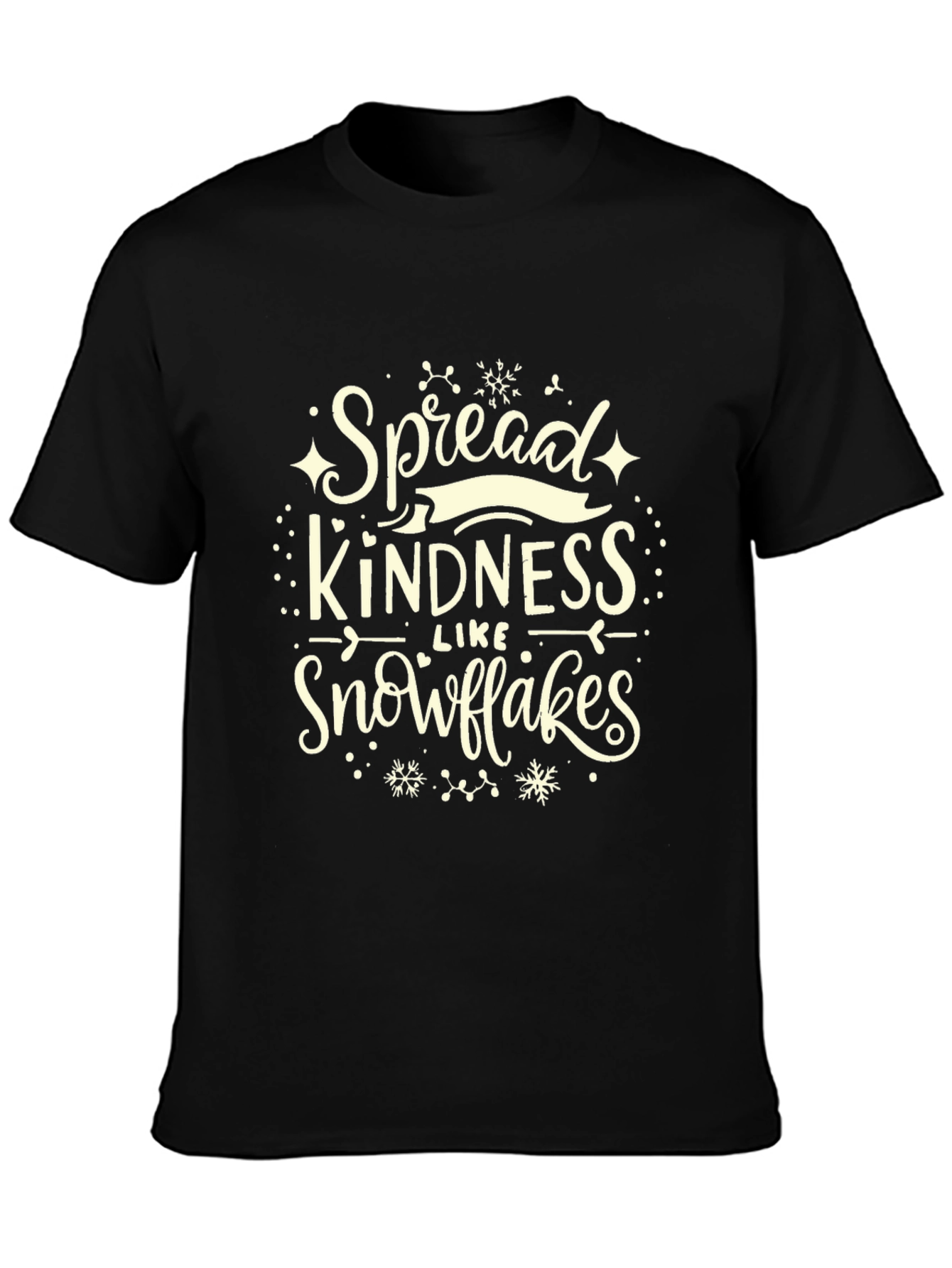 Spread Kindness Like Snowflakes Black T-Shirt