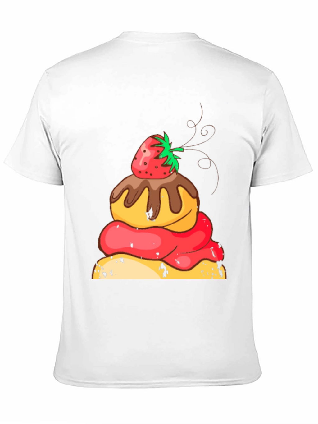 Strawberry Dessert Graphic Tee - Black Cotton Casual Shirt