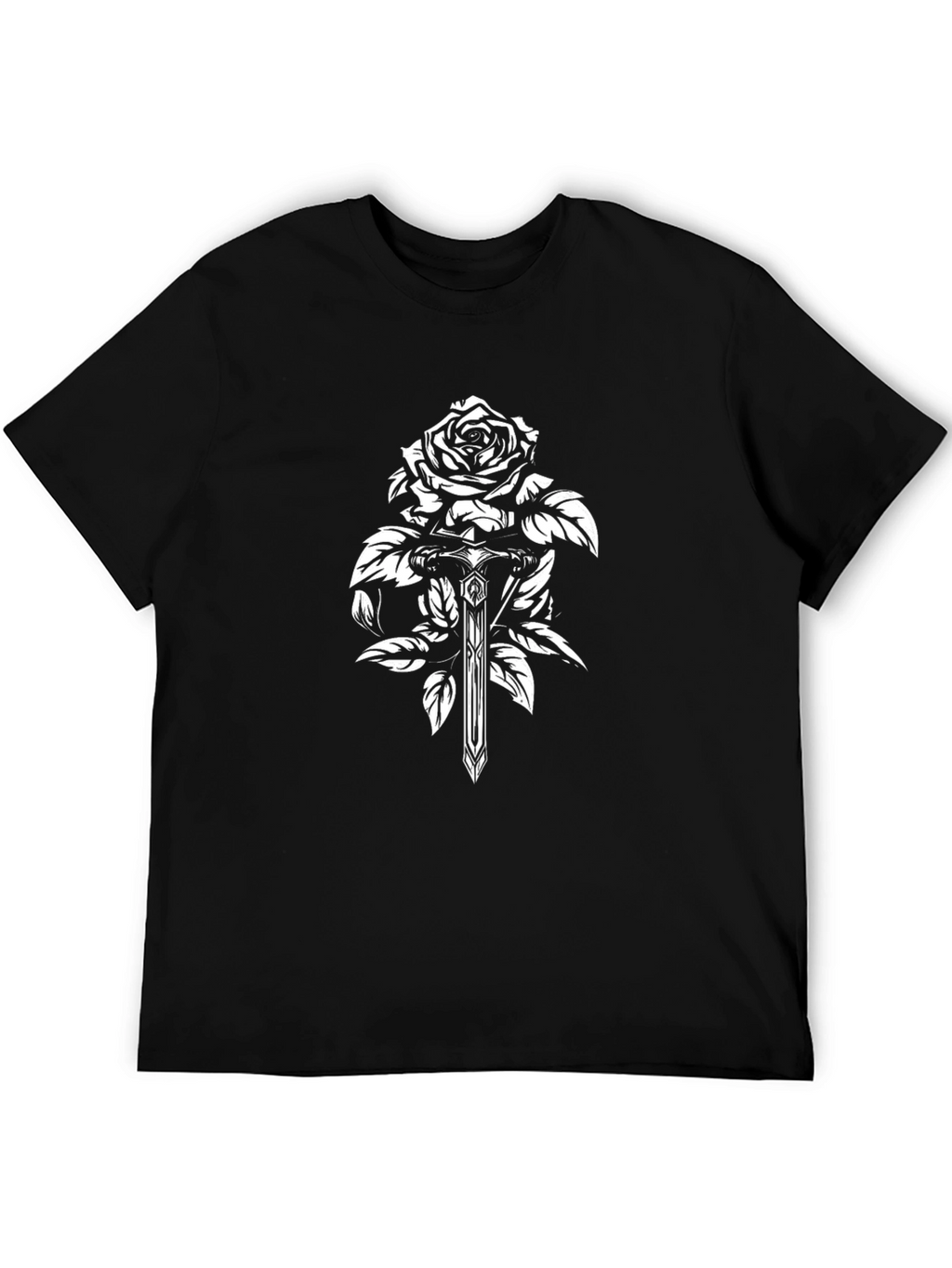 Rose & Sword Graphic Black T-Shirt
