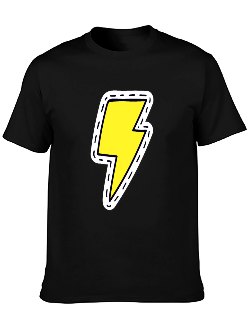 Black Tee with Lightning Bolt Patch