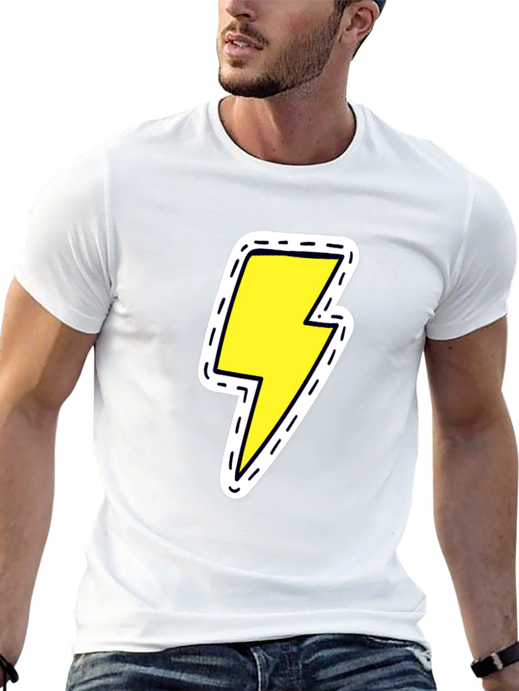 Black Tee with Lightning Bolt Patch