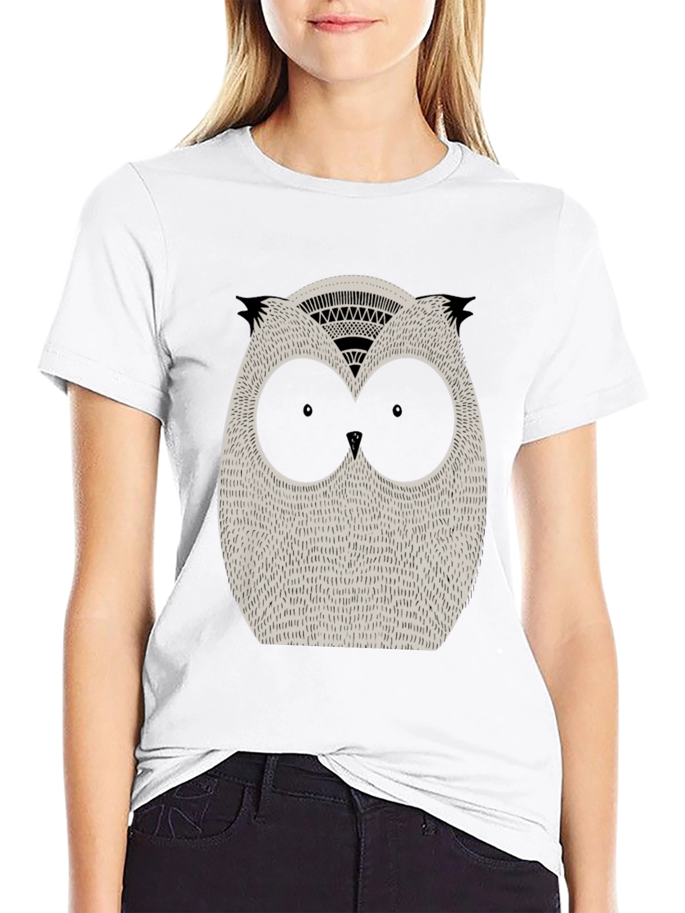 Mens Black Owl Graphic Tee