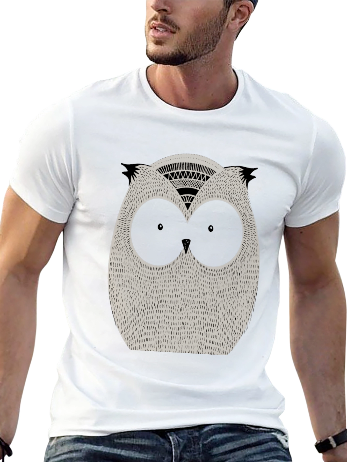 Mens Black Owl Graphic Tee