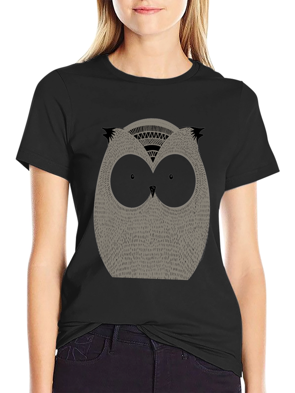 Mens Black Owl Graphic Tee