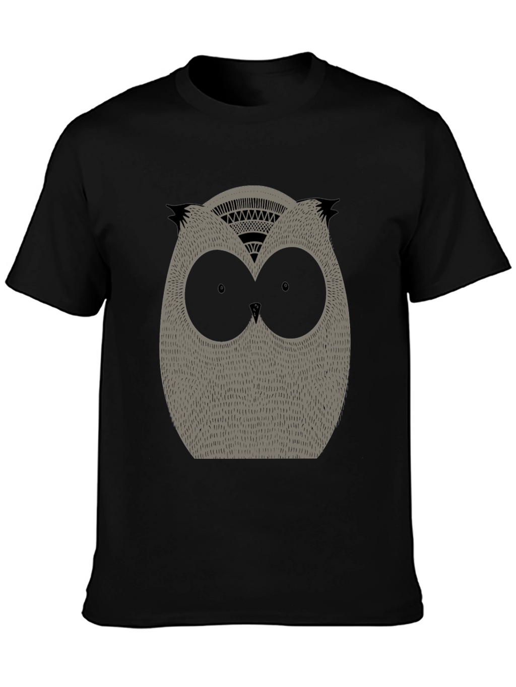 Mens Black Owl Graphic Tee