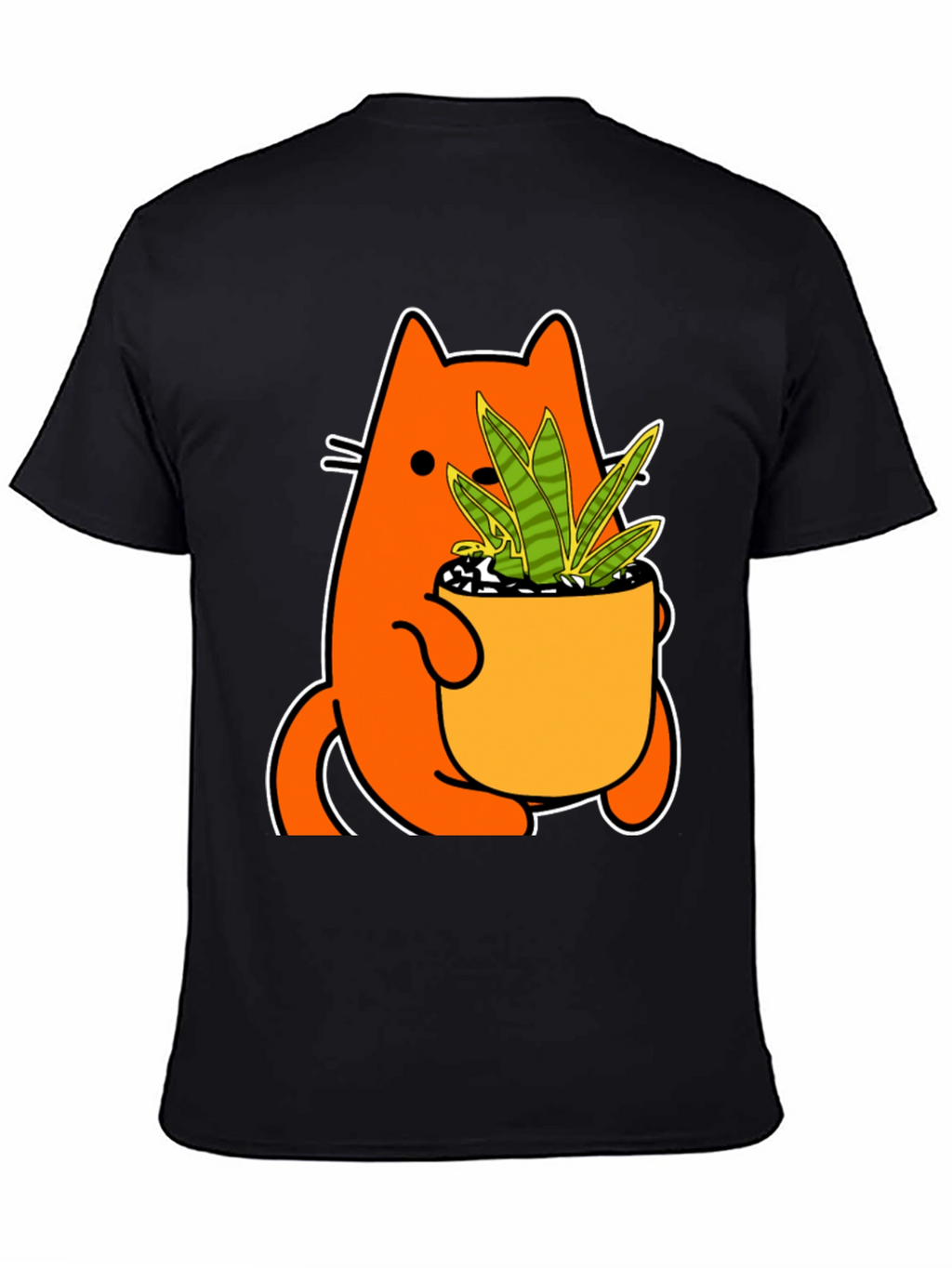 Cat Holding Potted Plant Graphic Tee