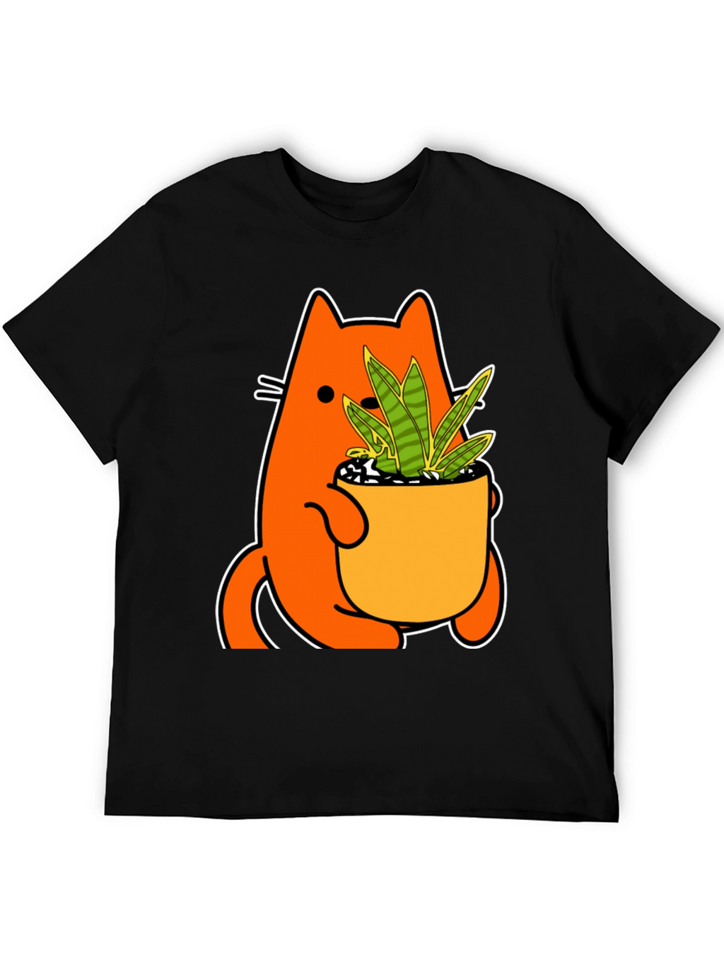 Cat Holding Potted Plant Graphic Tee