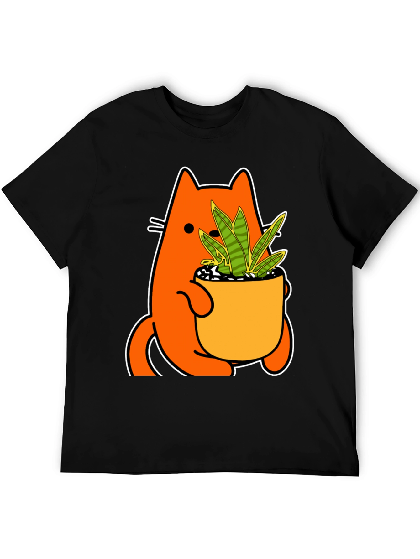 Cat Holding Potted Plant Graphic Tee