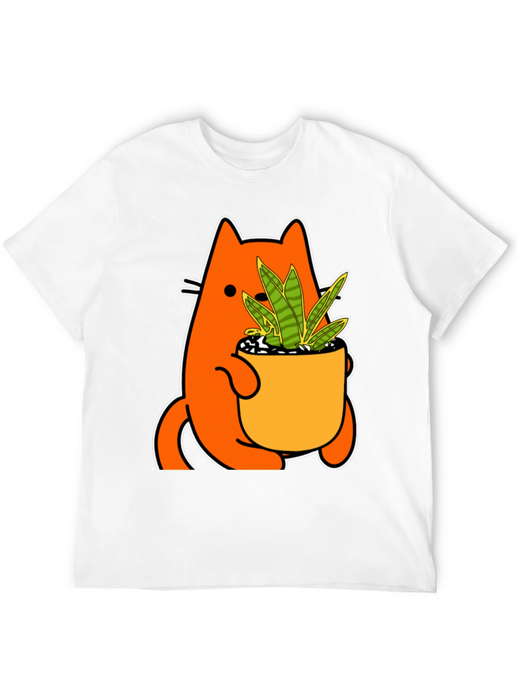 Cat Holding Potted Plant Graphic Tee