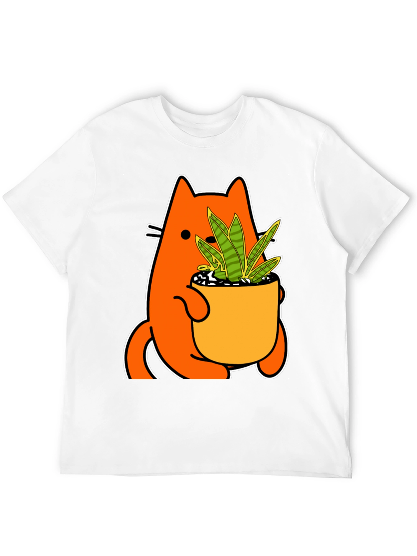 Cat Holding Potted Plant Graphic Tee