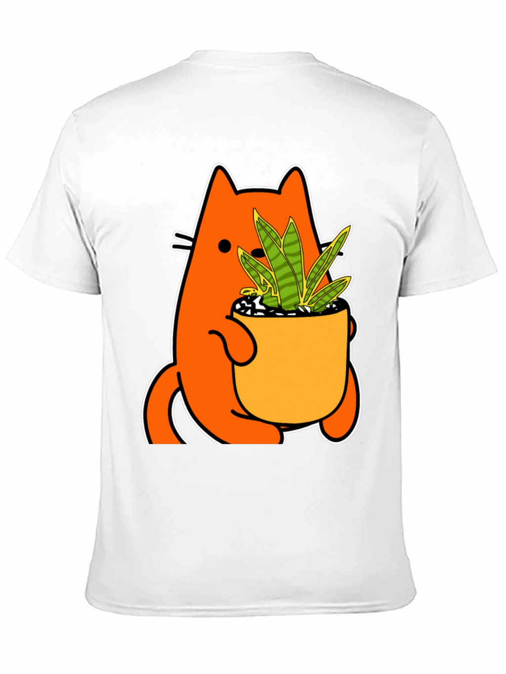 Cat Holding Potted Plant Graphic Tee