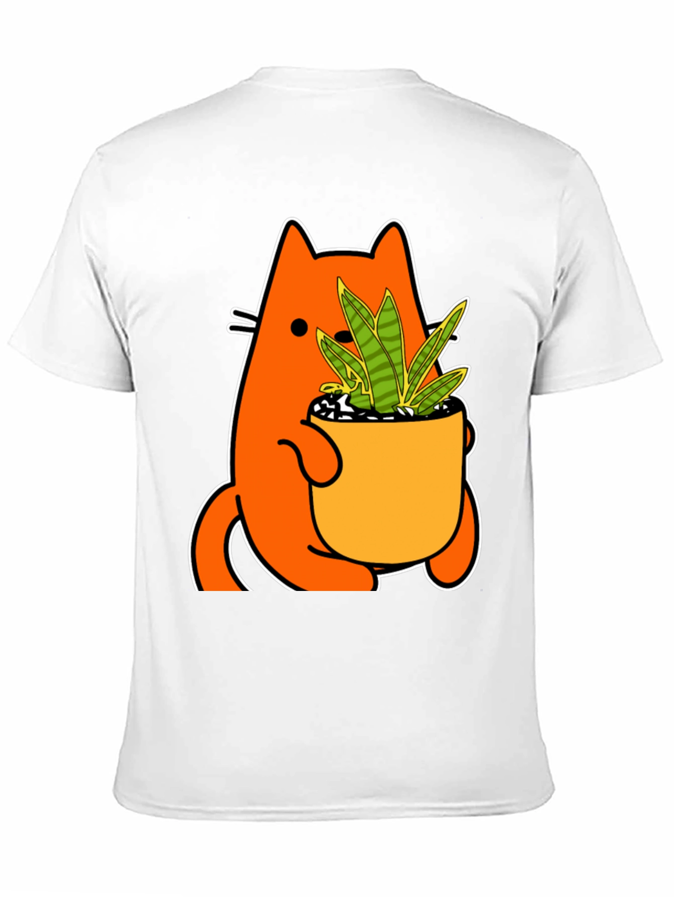 Cat Holding Potted Plant Graphic Tee
