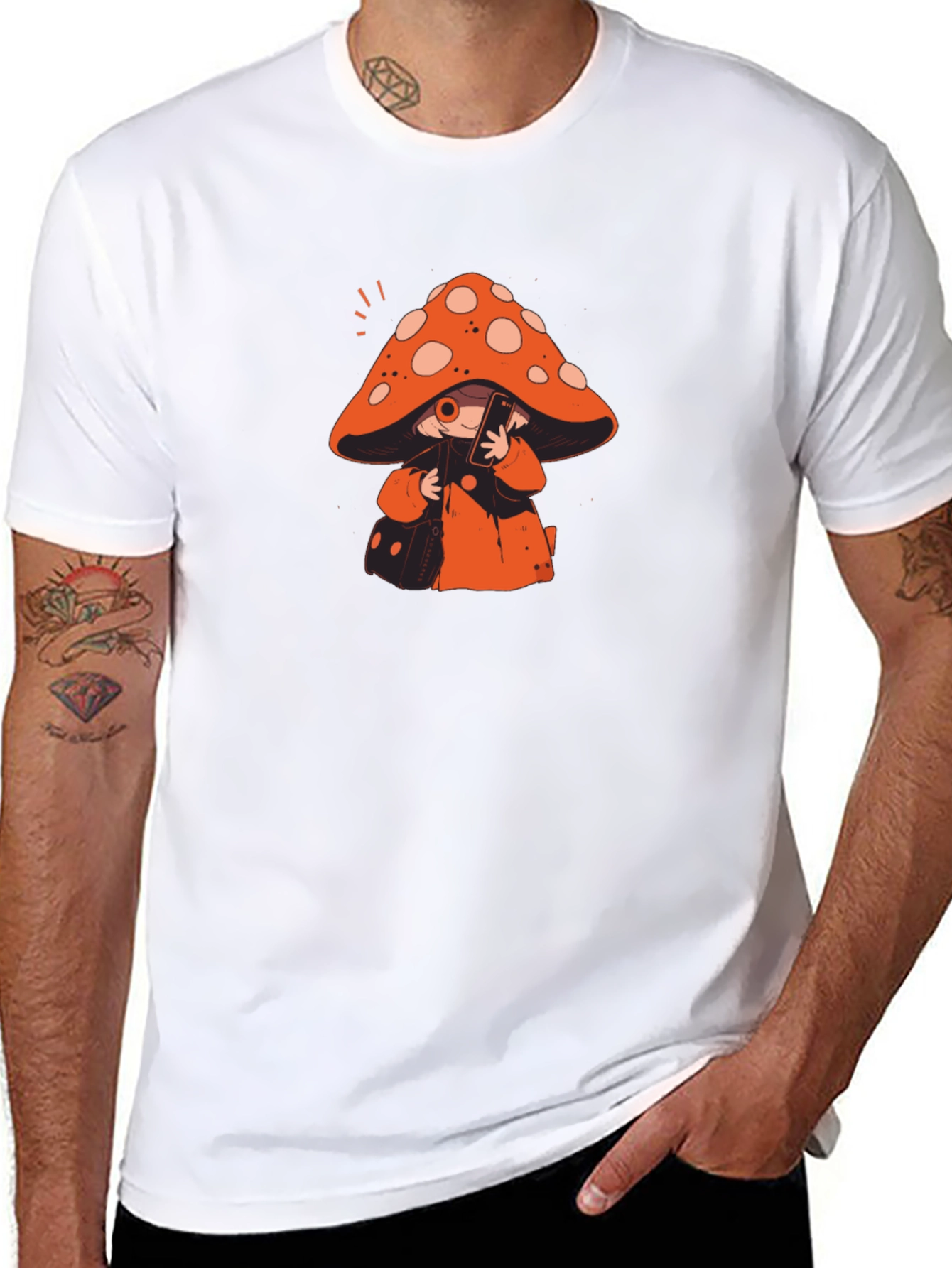 Mushroom Character Graphic Print T-Shirt
