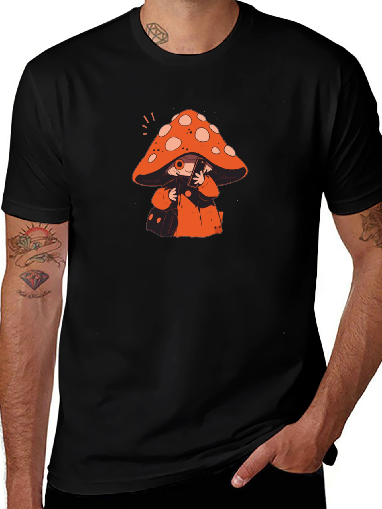 Mushroom Character Graphic Print T-Shirt