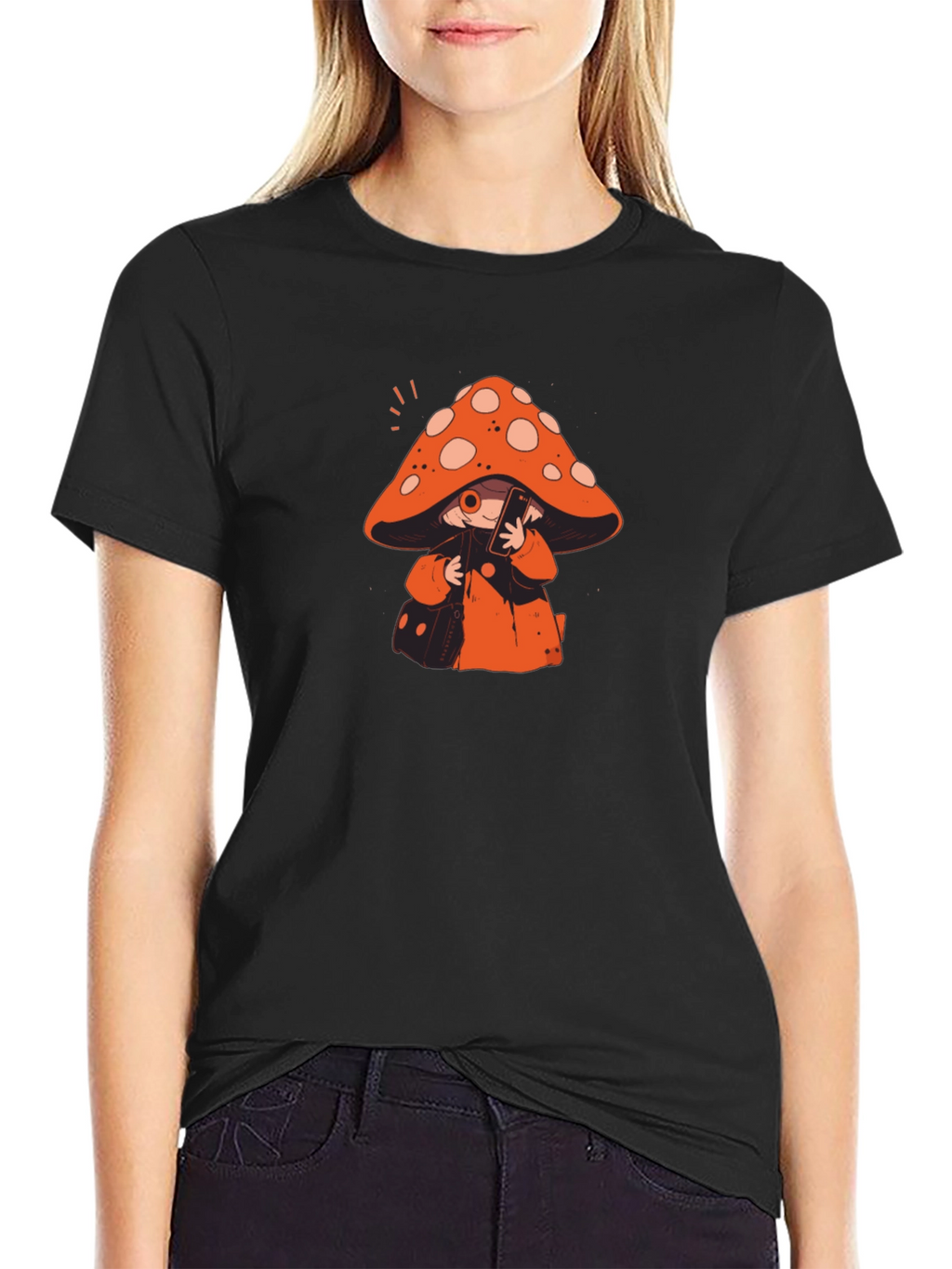 Mushroom Character Graphic Print T-Shirt