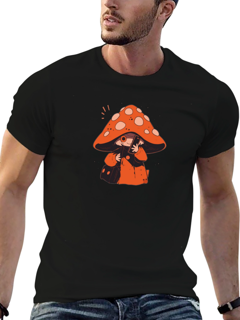 Mushroom Character Graphic Print T-Shirt