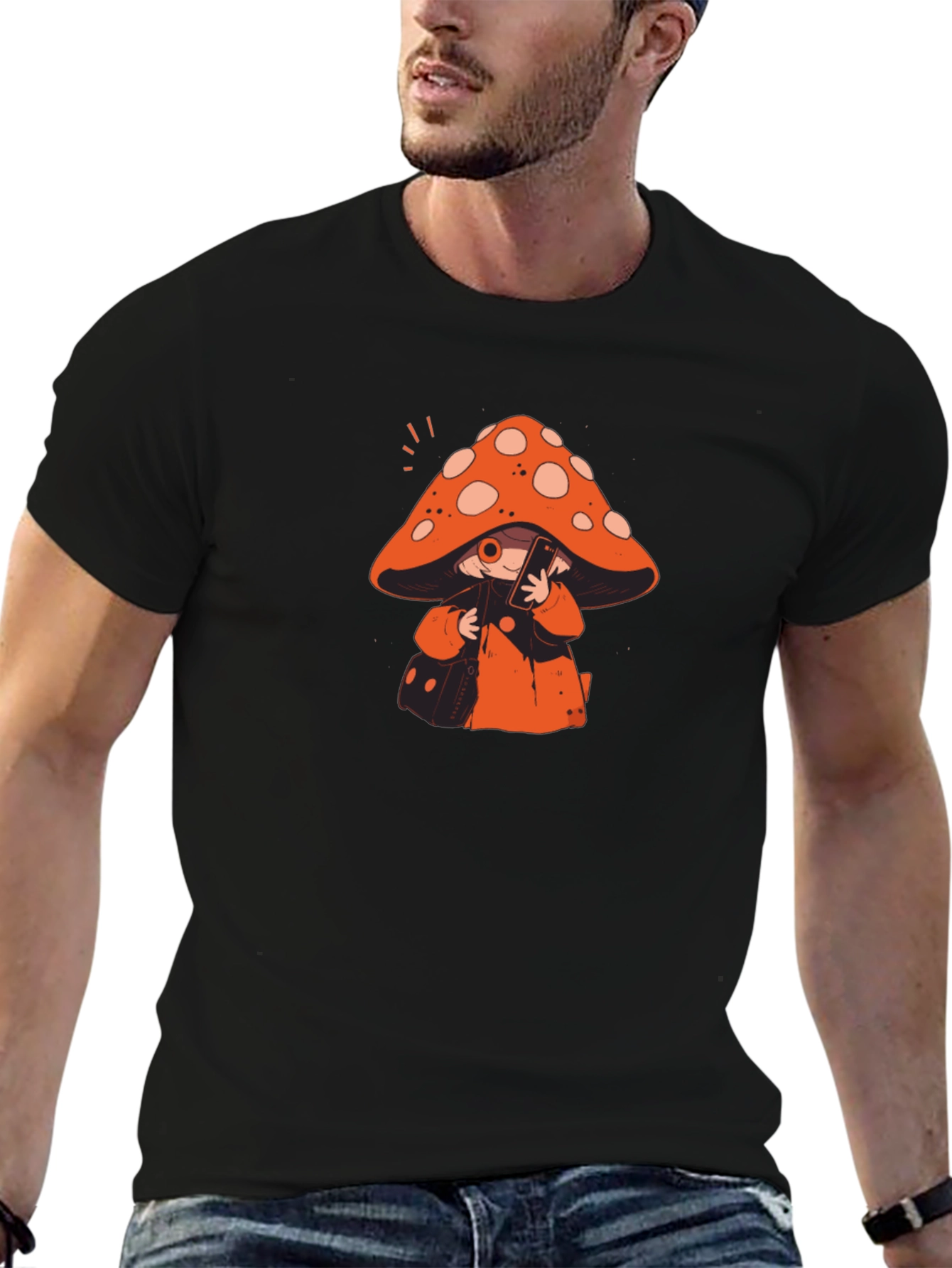Mushroom Character Graphic Print T-Shirt