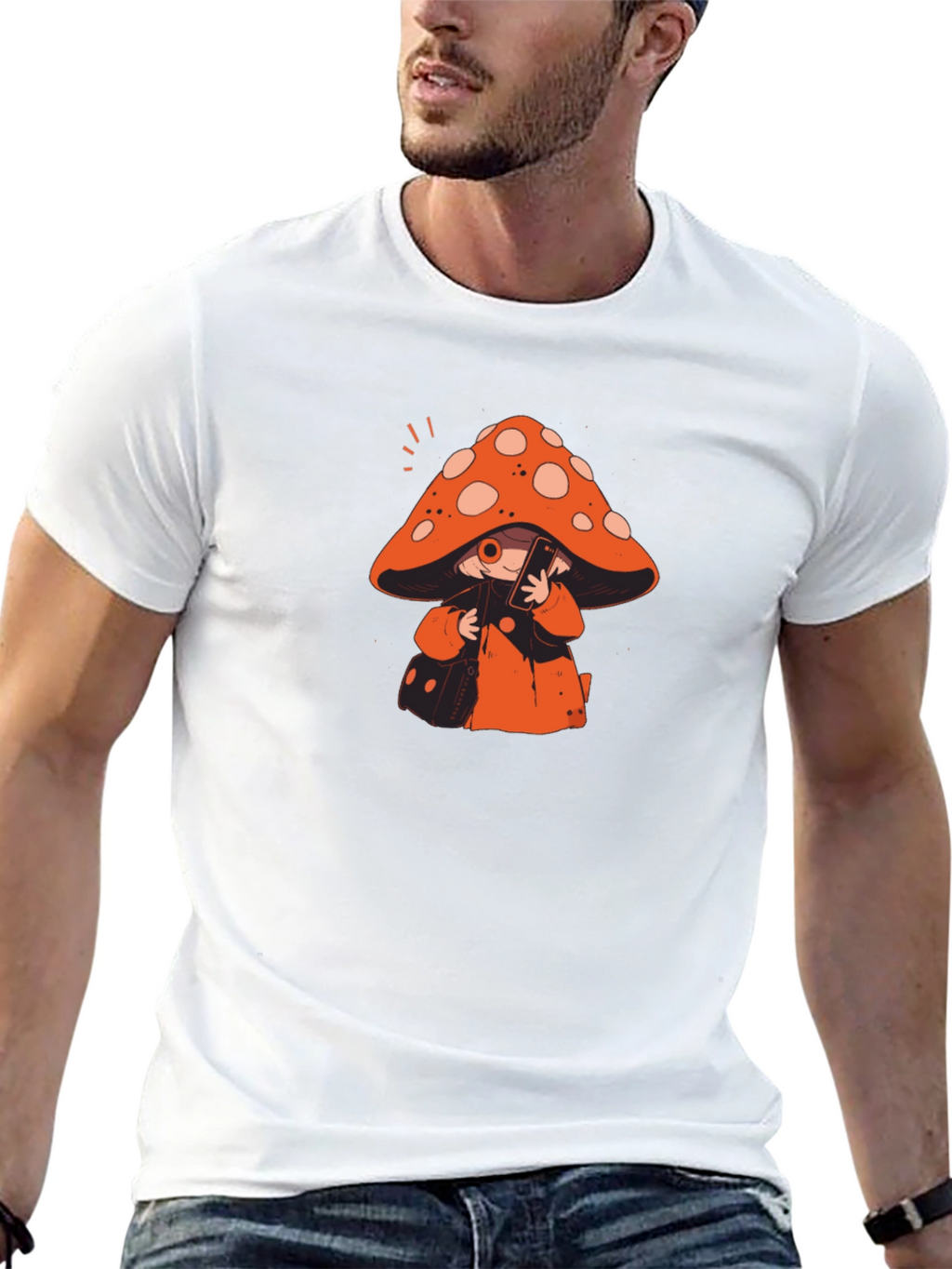 Mushroom Character Graphic Print T-Shirt
