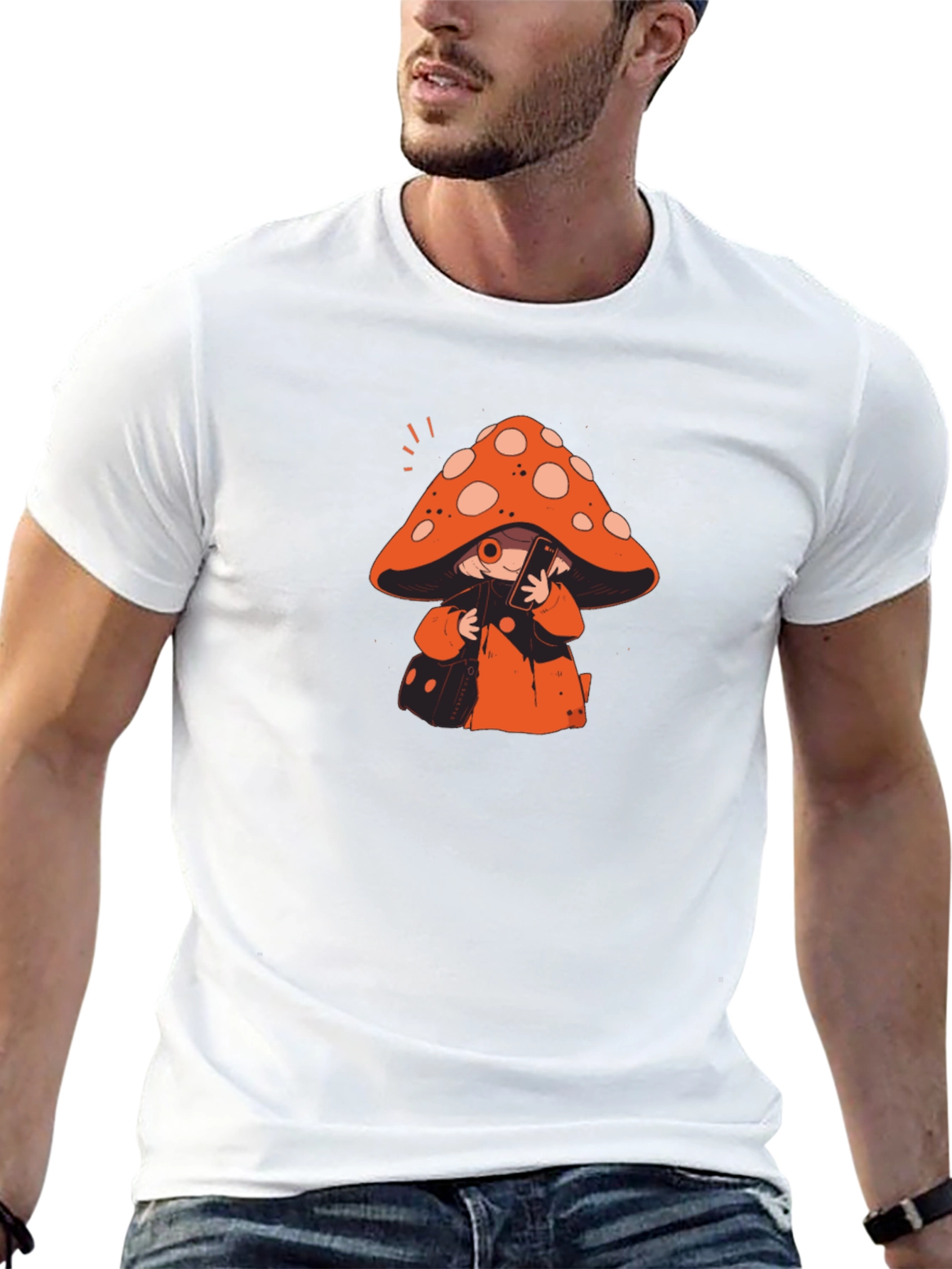 Mushroom Character Graphic Print T-Shirt