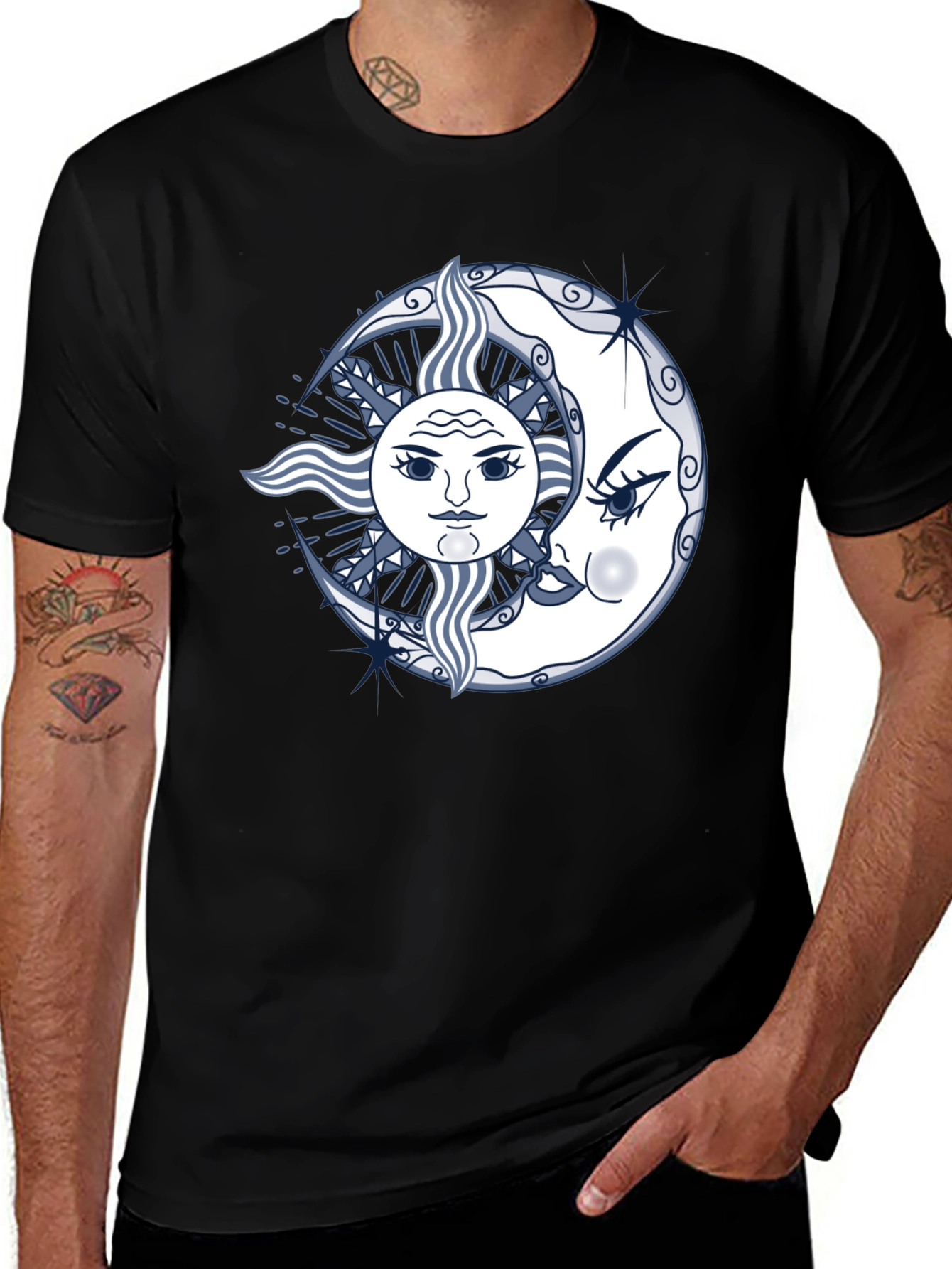 Sun and Moon Graphic Tee - Unisex Black T-Shirt