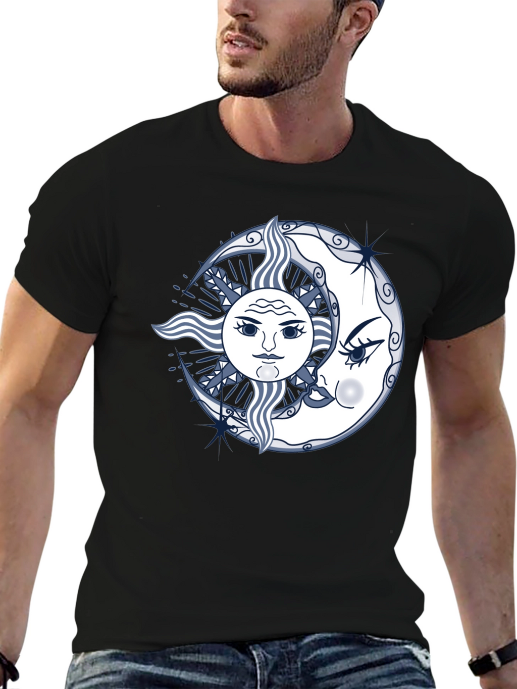Sun and Moon Graphic Tee - Unisex Black T-Shirt