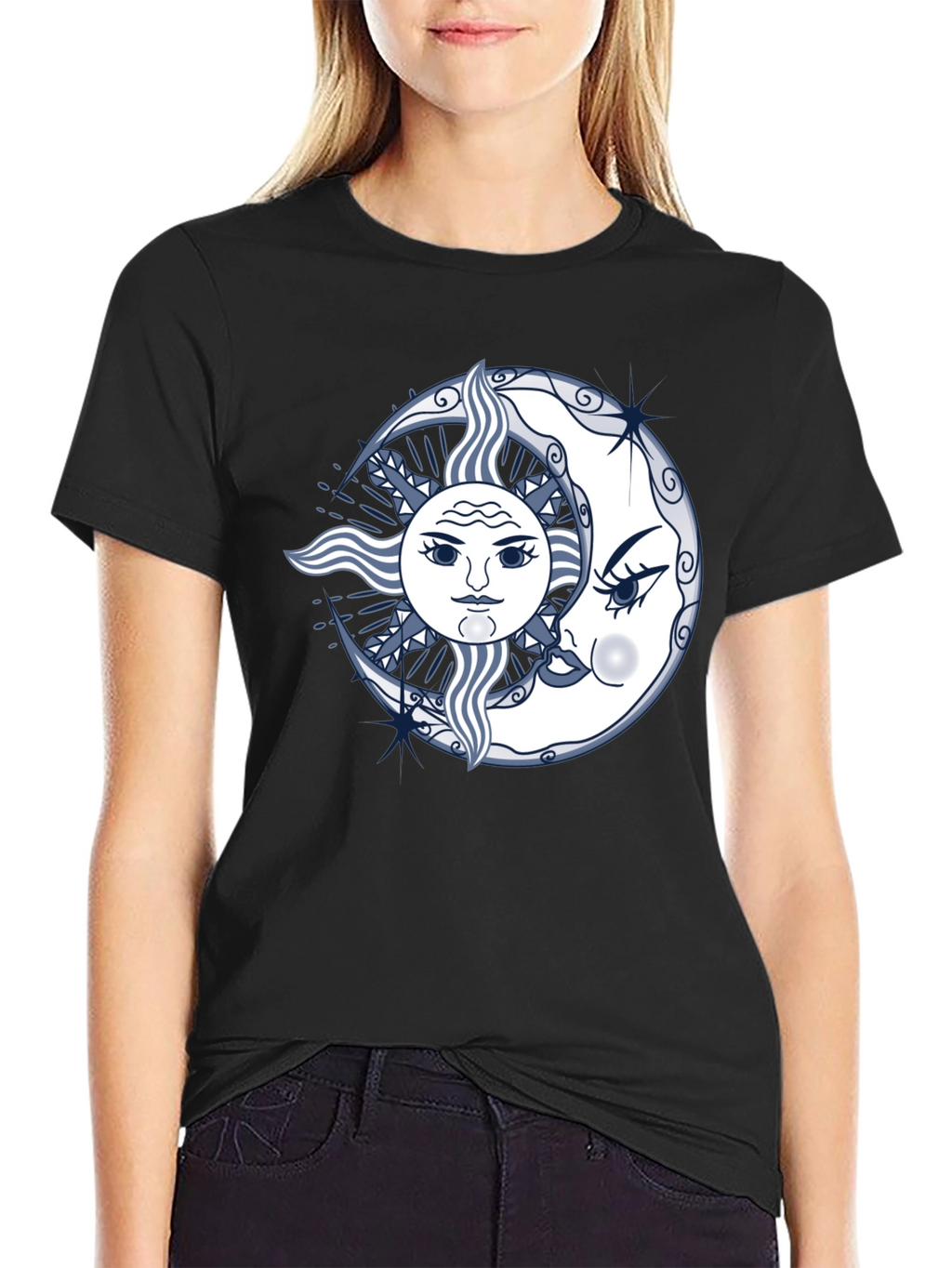 Sun and Moon Graphic Tee - Unisex Black T-Shirt