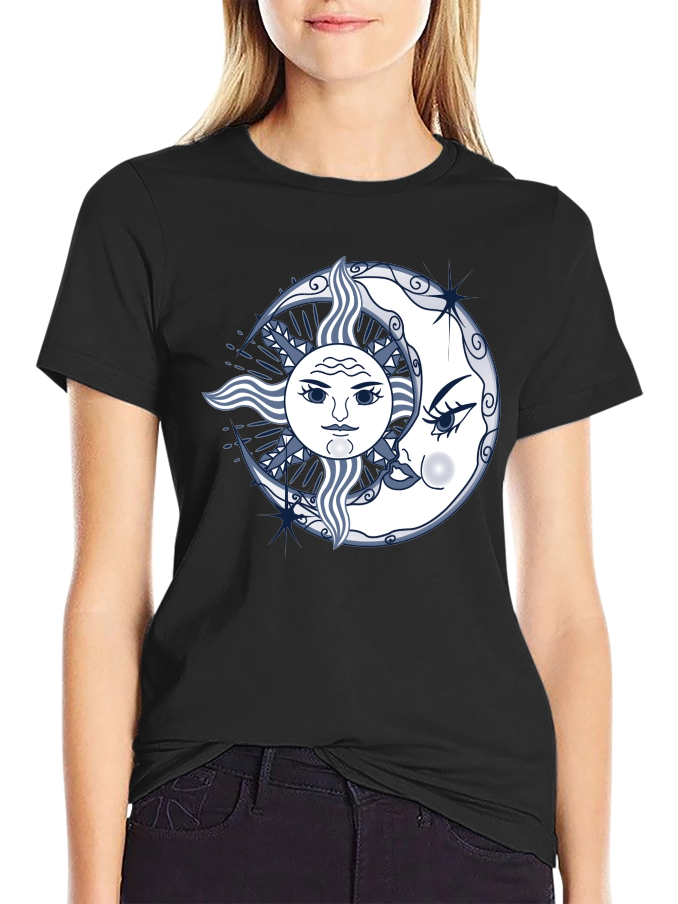 Sun and Moon Graphic Tee - Unisex Black T-Shirt