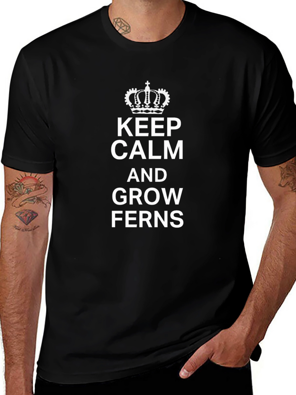 Keep Calm and Grow Ferns T-Shirt Black