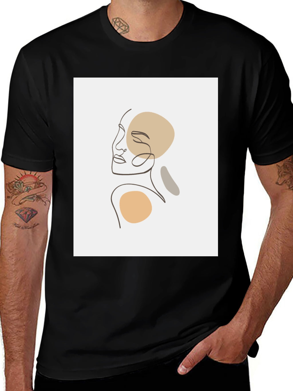 Minimalist Abstract Face Line Art Graphic Tee