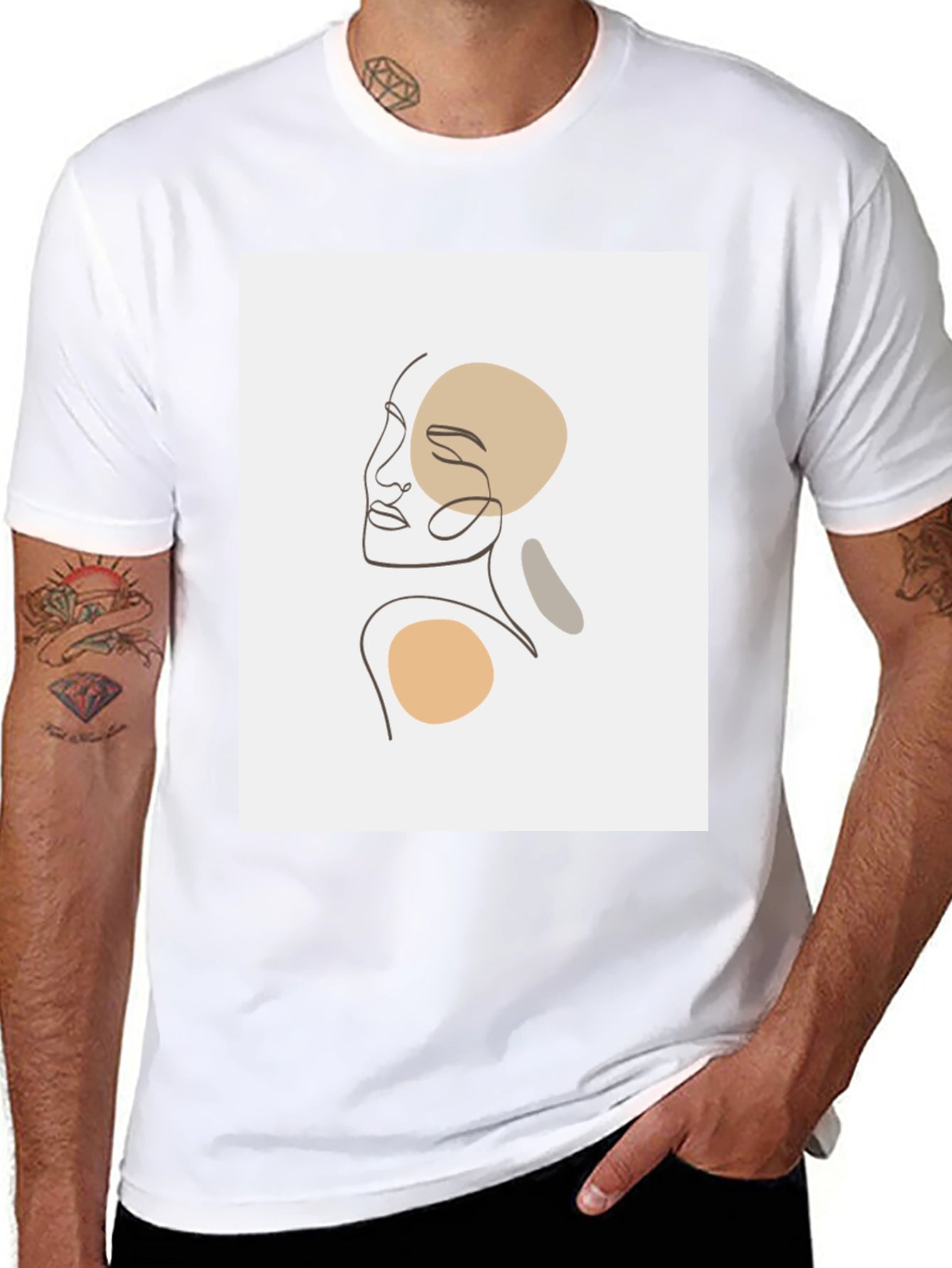 Minimalist Abstract Face Line Art Graphic Tee
