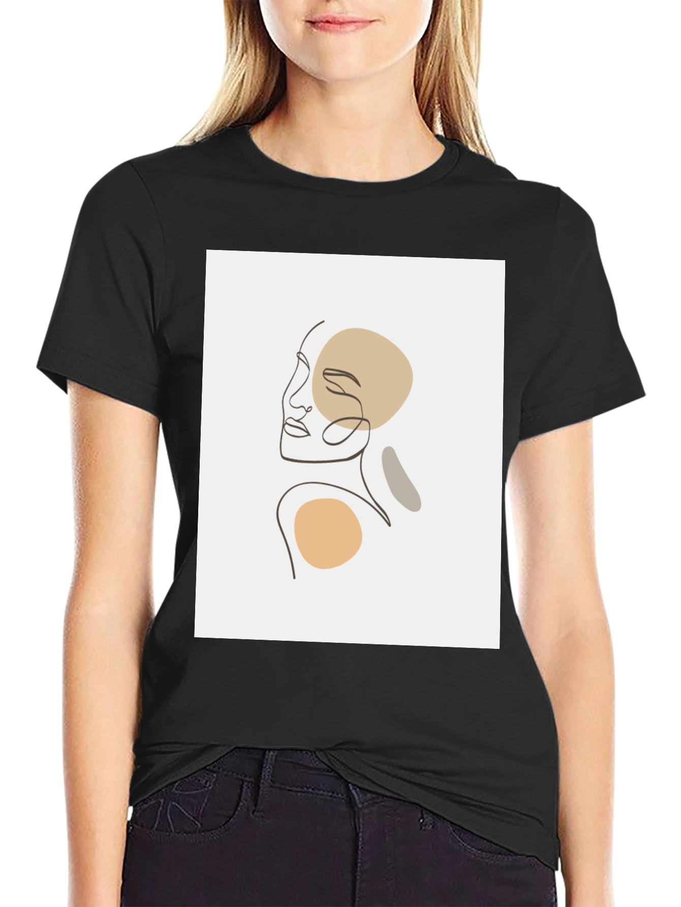 Minimalist Abstract Face Line Art Graphic Tee
