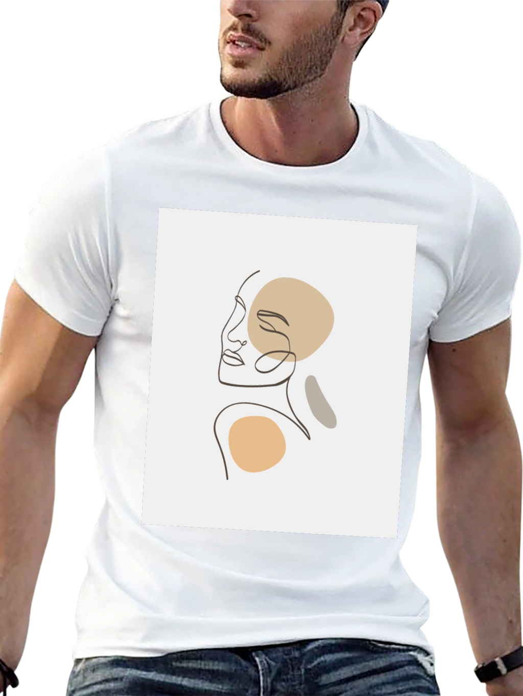 Minimalist Abstract Face Line Art Graphic Tee