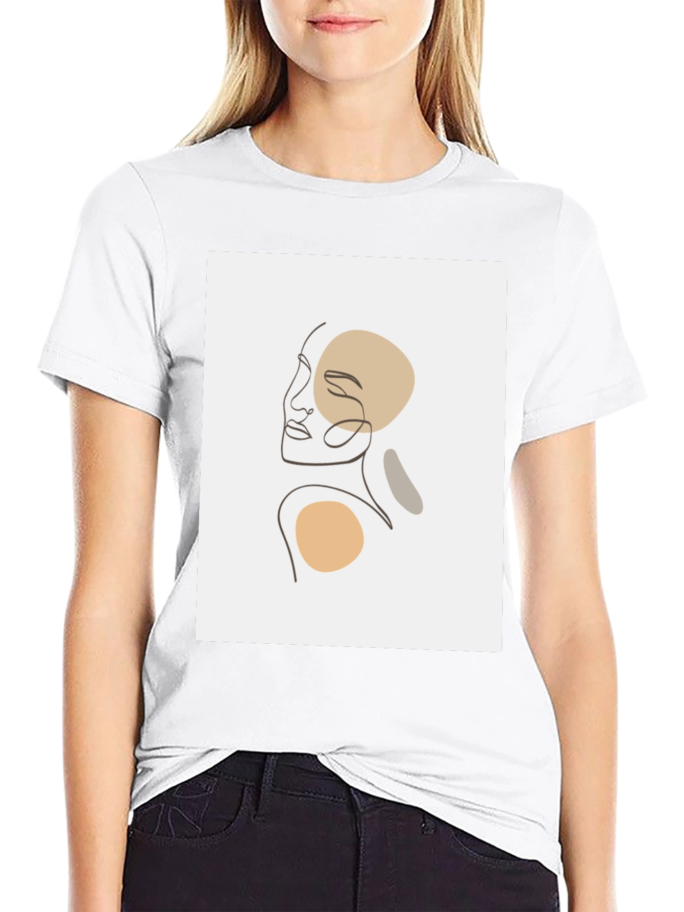 Minimalist Abstract Face Line Art Graphic Tee