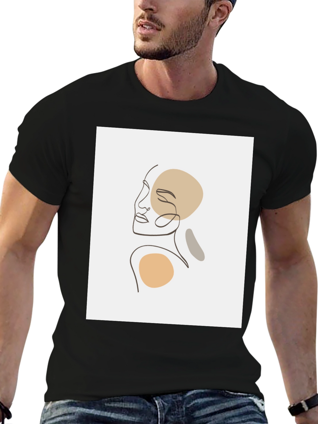 Minimalist Abstract Face Line Art Graphic Tee