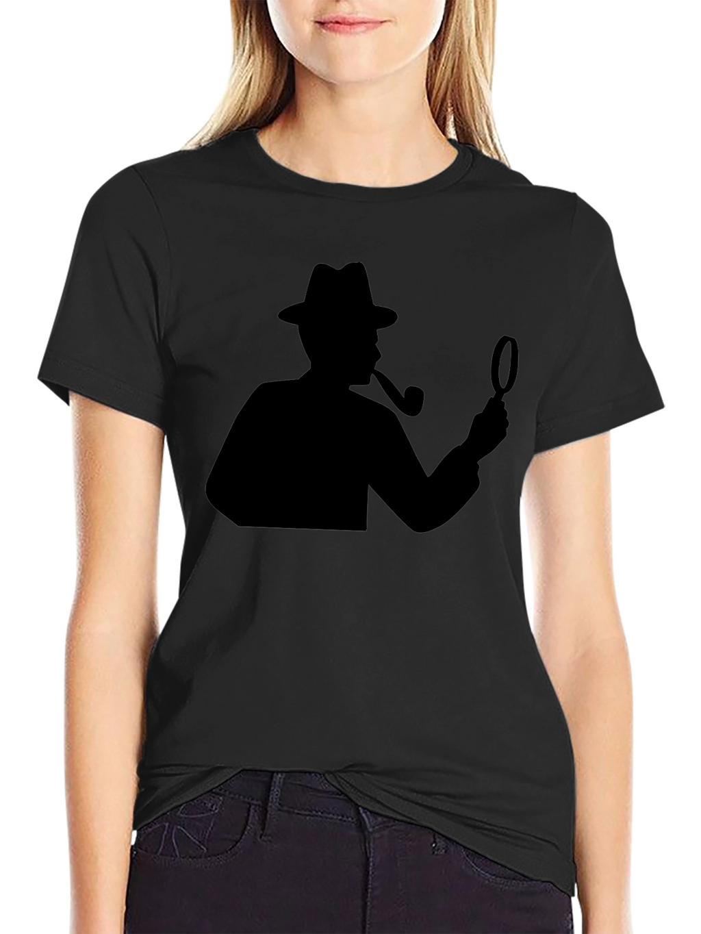 Detective Silhouette Graphic Tee - Classic Black