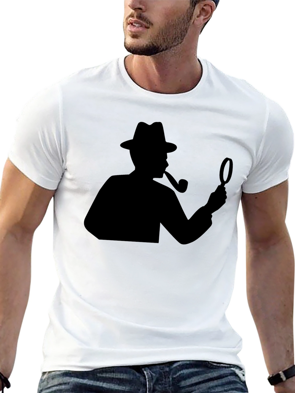 Detective Silhouette Graphic Tee - Classic Black