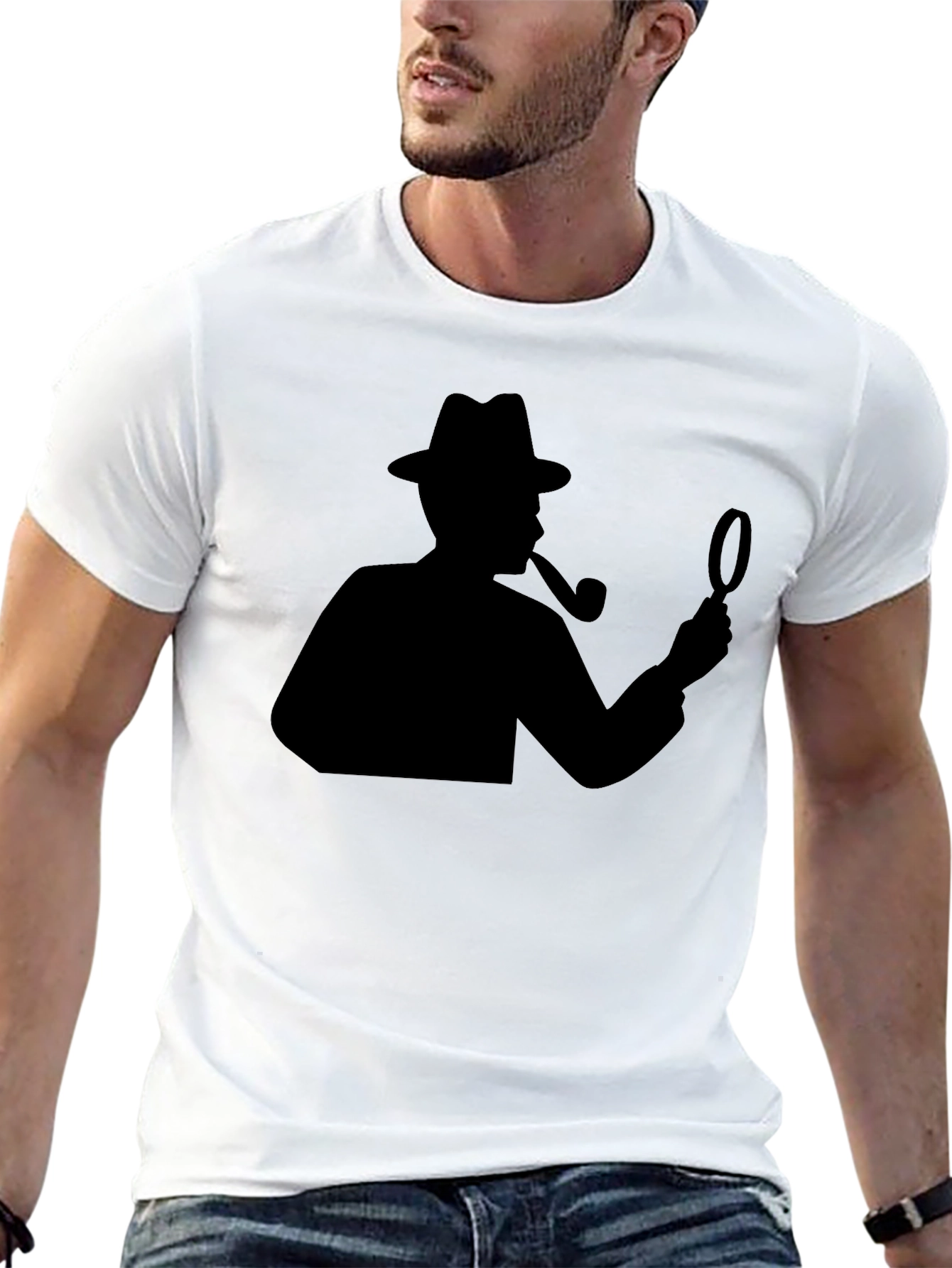 Detective Silhouette Graphic Tee - Classic Black
