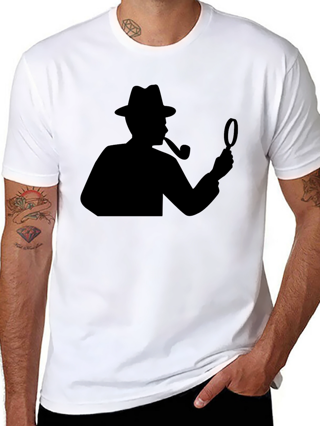 Detective Silhouette Graphic Tee - Classic Black