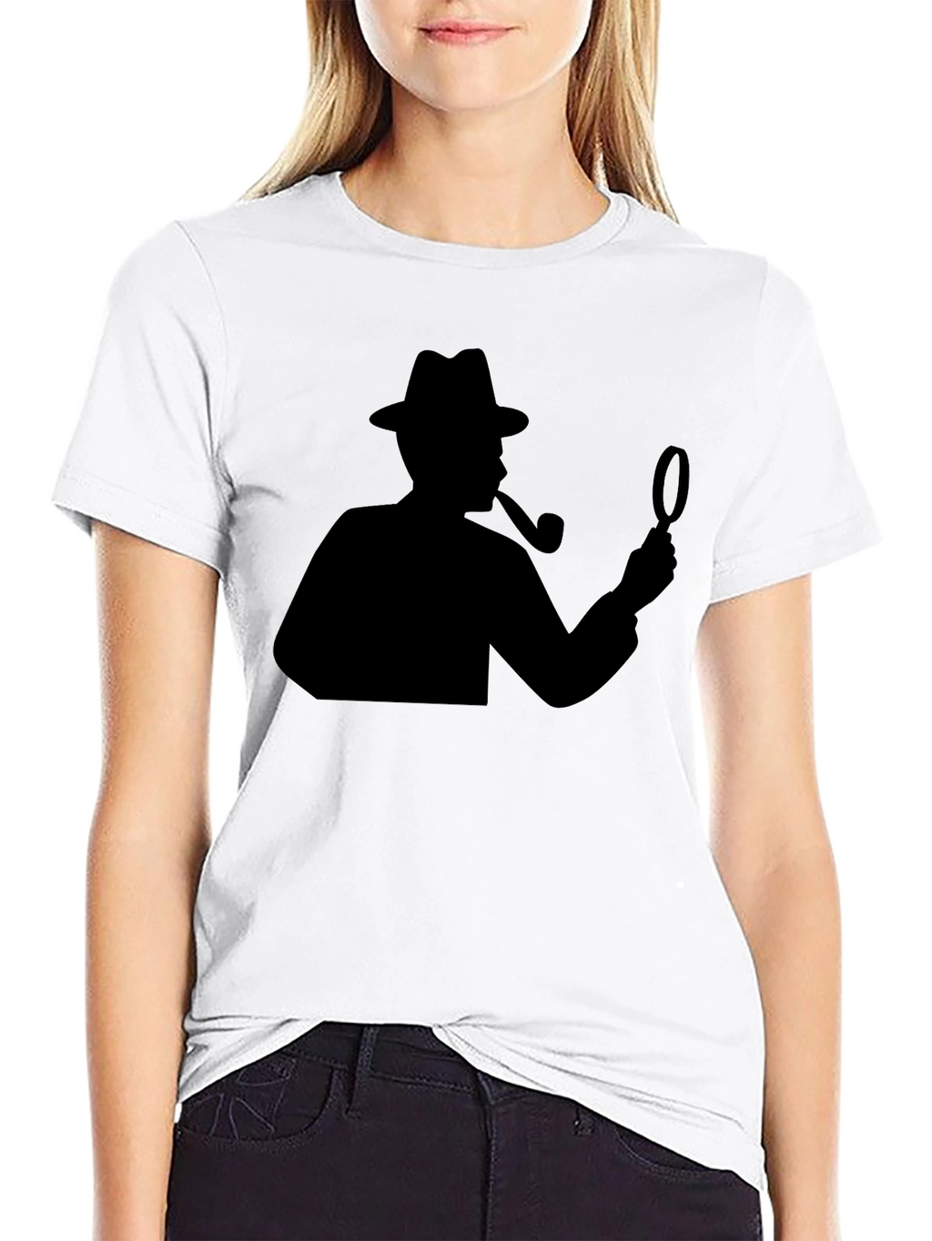 Detective Silhouette Graphic Tee - Classic Black