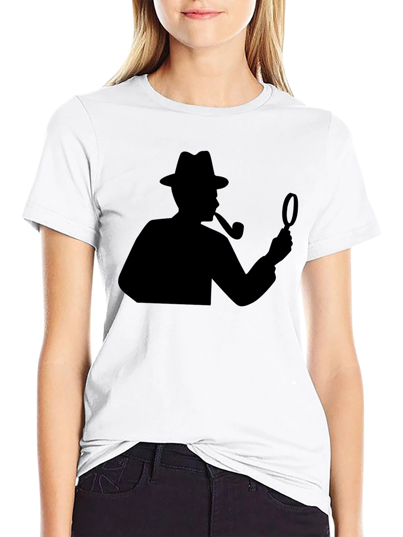 Detective Silhouette Graphic Tee - Classic Black