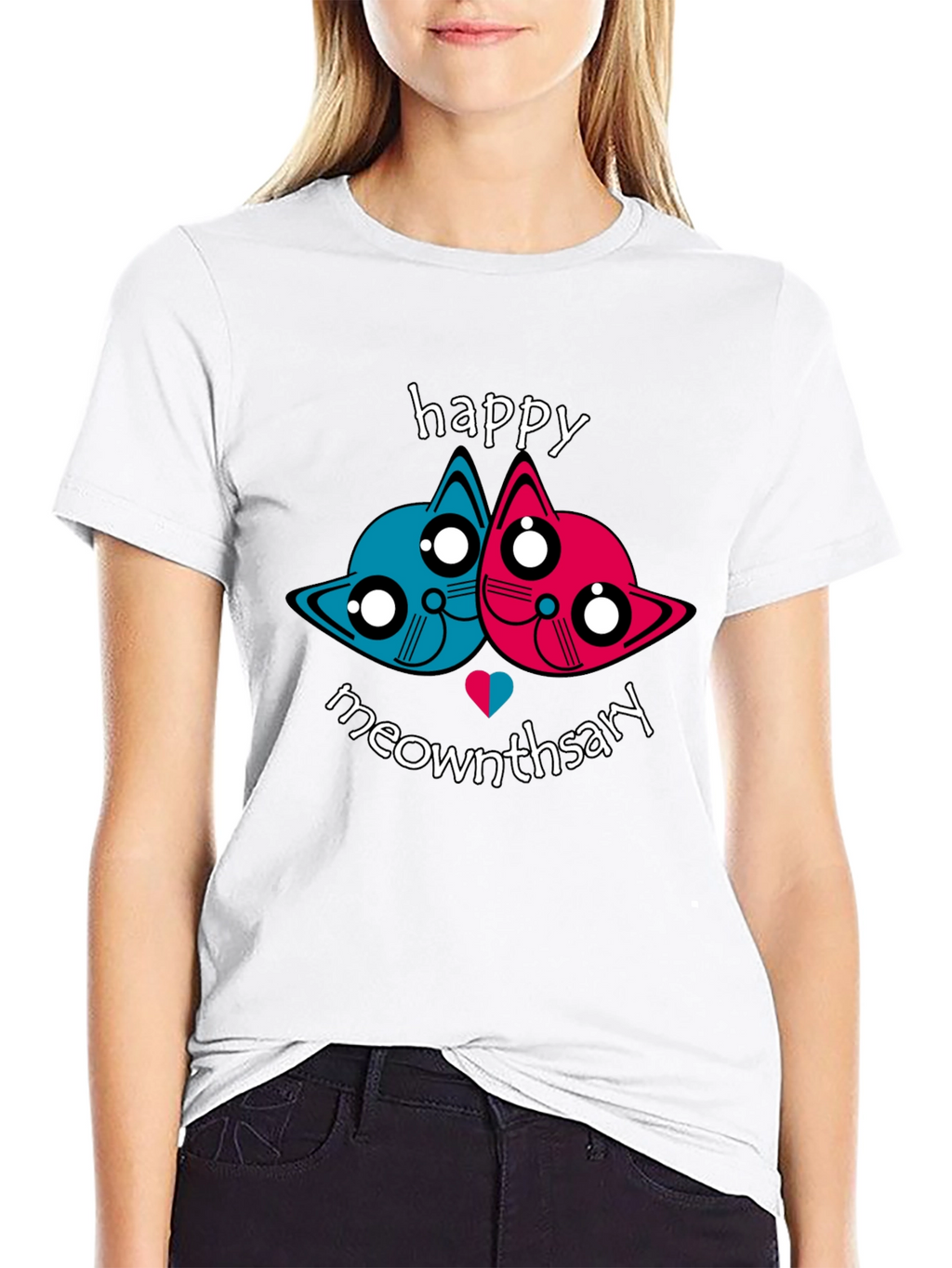 Happy Meownthsary Graphic Tee - Anniversary Cat Lovers